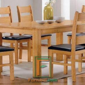 Meja Makan Minimalis Kayu Jati Dudukan Jok Tipis