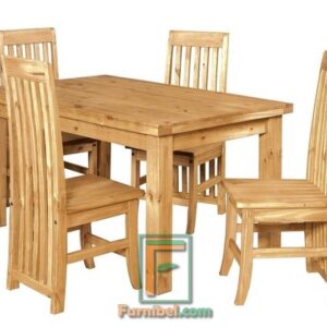 Set Meja Makan Minimalis Kayu Jati Sandaran Sampai Bawah