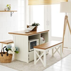 Meja Dapur Minimalis Modern Kombinasi Putih Natural