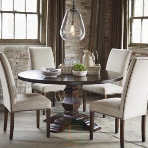 Set Meja Makan Bundar Kursi Jok Busa Penuh