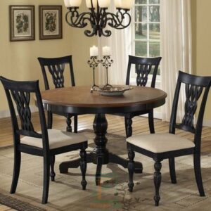 Set Meja Makan Minimalis Klasik Kaki Depan Bubutan