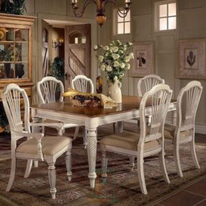 Set Meja Makan Minimalis Klasik Putih Vintage