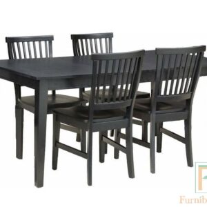 Set Meja Makan Minimalis Kayu Jati Finishing Hitam