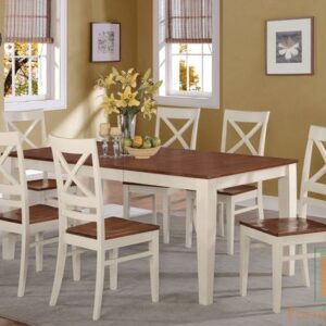 Set Meja Makan Minimalis Kombinasi Putih Coklat Natural