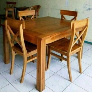 Set Meja Makan Minimalis Klasik Kayu Solid 4 Kursi