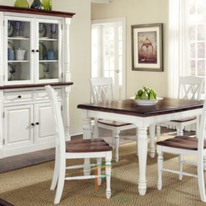 Set Meja Makan Vintage Minimalis Coklat Putih Kombinasi