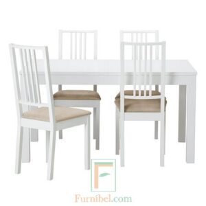 Set Meja Makan Minimalis Duco Putih 4 Kursi Ramping