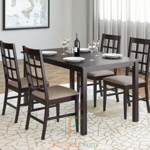 Set Meja Makan Minimalis Sandaran Kursi Motif Keranjang