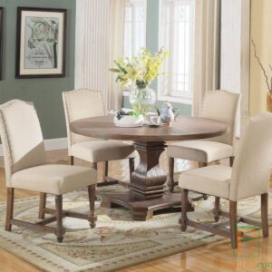 Set Meja Makan Minimalis Klasik Meja Bundar Kaki Tunggal Besar