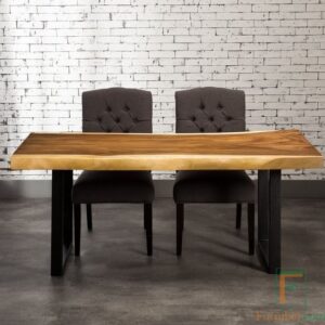 Set Meja Makan Kayu Tanpa Sambungan 2 Kursi Jok Modern