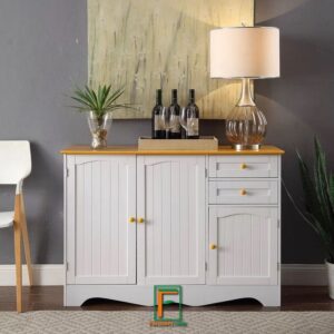 Meja Pajangan Duco Putih Kombinasi Natural