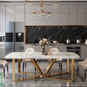 Kaki Meja Makan Stainless Emas 4 Segitiga Silang V Pita