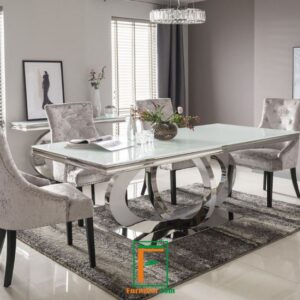 Kaki Meja Makan Stainless Dua Oval Tengah