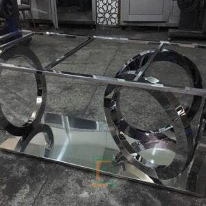 Meja Makan Stainless Minimalis 3 Lingkaran 1 Lingkaran Kiri