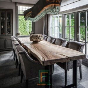 Set Meja Makan Tanpa Sambungan 8 Kursi Mewah