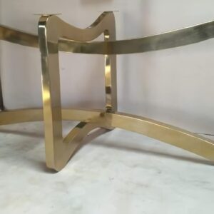 Kaki Meja Makan Stainless Emas Mewah 2 Pita Cantik