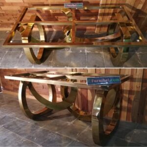 Kaki Meja Makan Stainless Emas Unik Mewah Modern Art