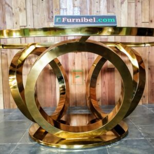 Kaki Meja Makan Stainless 304 Gold Mengkilap Mewah Lingkaran 3