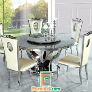 Set Meja Makan Besi Powdercoat 4 Kursi Oval