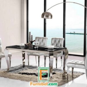 Set Meja Makan Besi Powdercoat 4 Kursi Persegi