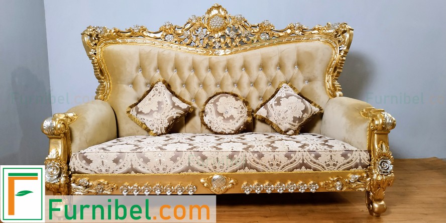 Set Kursi Tamu Sofa Ukir Emas Silver Perak Sultan
