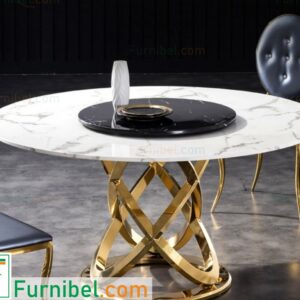 Meja Makan Marmer Bundar Lazy Susan Minimalis Mewah