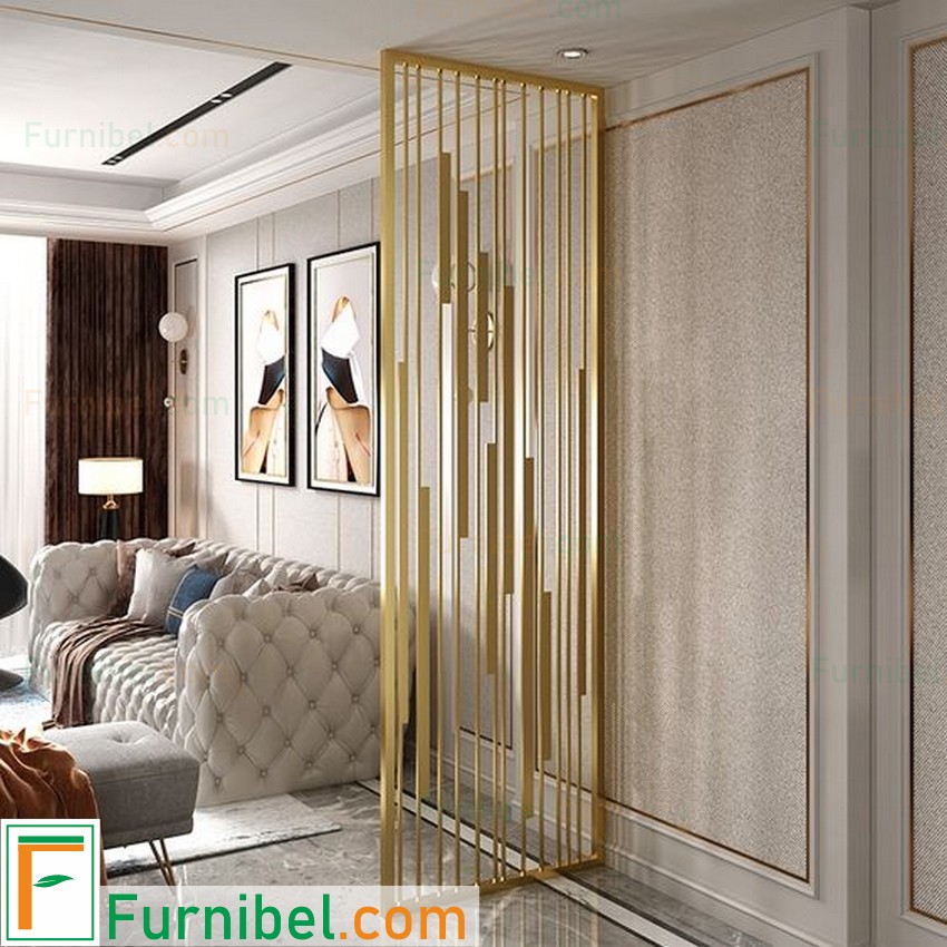 Pembatas Ruangan Stainless Gold Mirror Hairline Custom