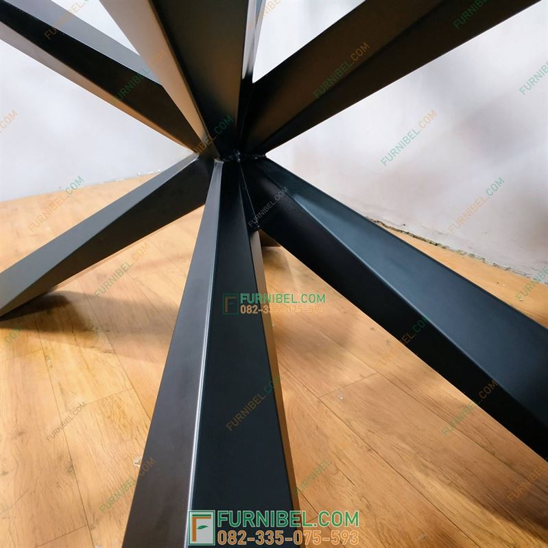 Meja Makan Marmer Besi Silang Modern - Gambar 4