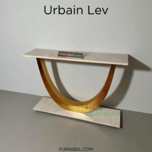 Meja Konsul Marmer Atas Bawah Modern Lengkung U Stainless