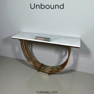 Meja Konsul Marmer White Carrara Stainless Hollow Lengkung U