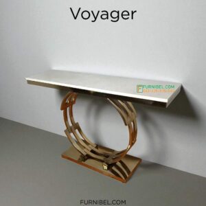 Meja Konsul Stainless Rose Gold Marmer Cream