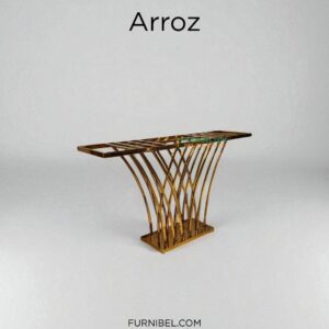 Meja Konsul Emas Mengkilap Stainless Mekar