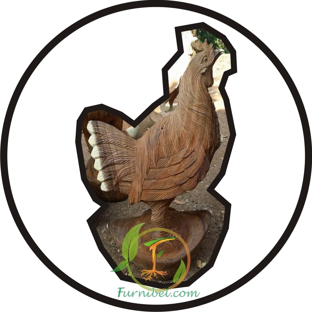 Patung Ayam Ukir Kayu